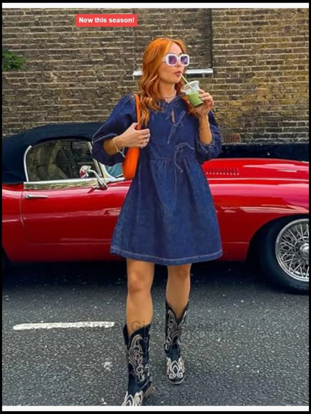 Puff Sleeve Babydoll Denim Dress with Pockets Casual Jean Romper
